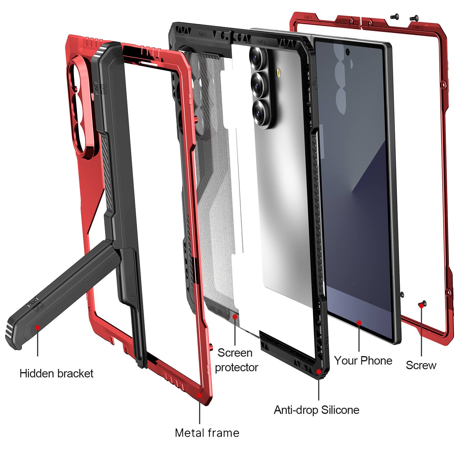 HDE m11 TMT, -a 1G. Fda VAN d Hidden bracket Screen protector Your Phone Screw Anti-drop Silicone Metal frame