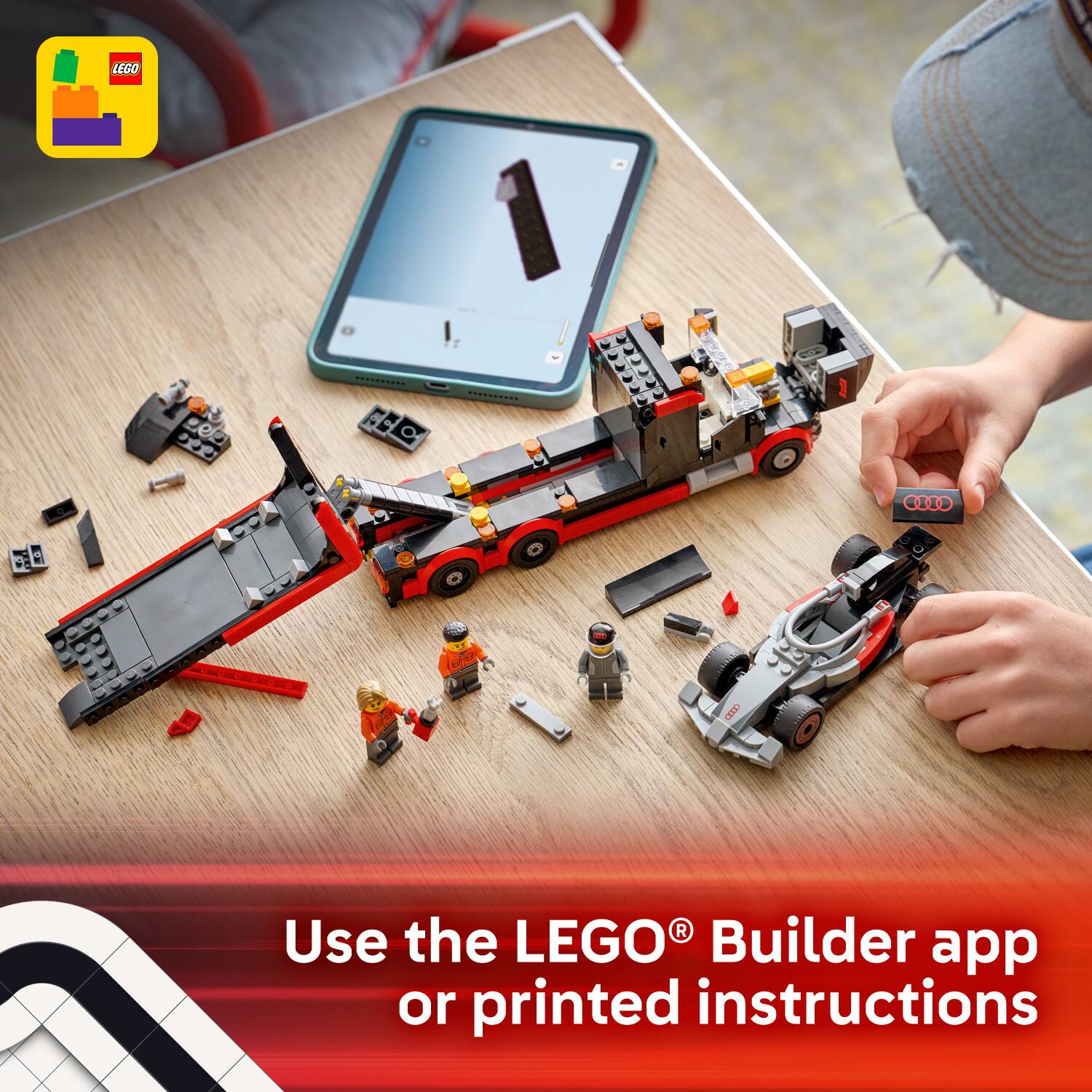 Use the LEGO® Builder app or printed instructions