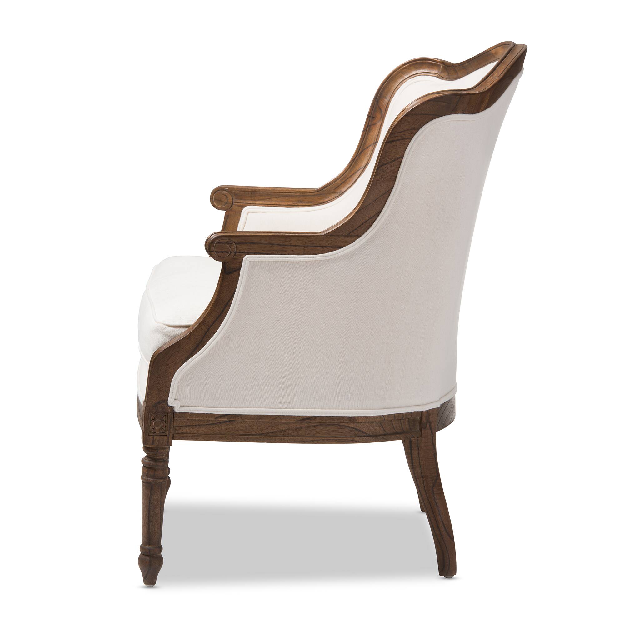 Left. Baxton Studio - Charlemagne Traditional French Accent Chair- - White.