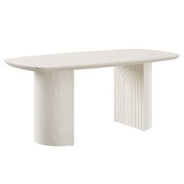 Boyel Living - Wood 70.87 Inch Trestle Dining Table Seats 6 Modern Rectangular MDF Table - White
