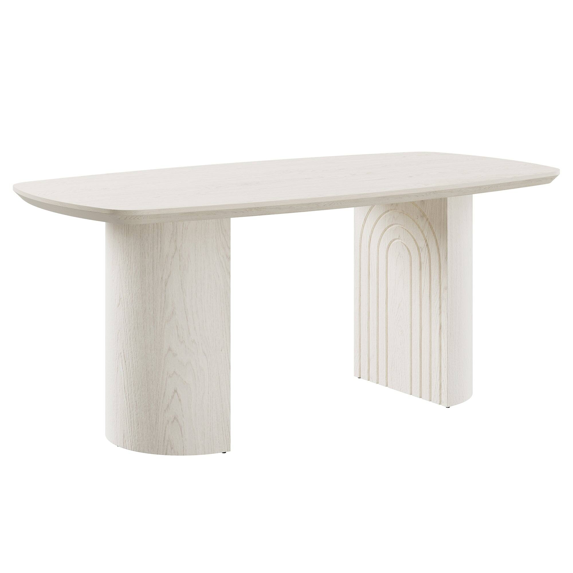 Front. Boyel Living - White Wood 70.87 Inch Trestle Dining Table Seats 6 Modern Rectangular MDF Table - White.