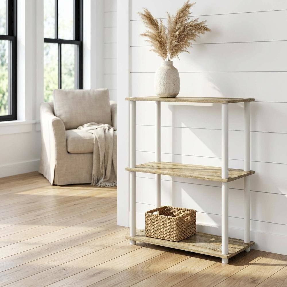 Angle. FurniFact - Wooden bookcase with open shelving for versatile storage - Sonoma Oak/White.