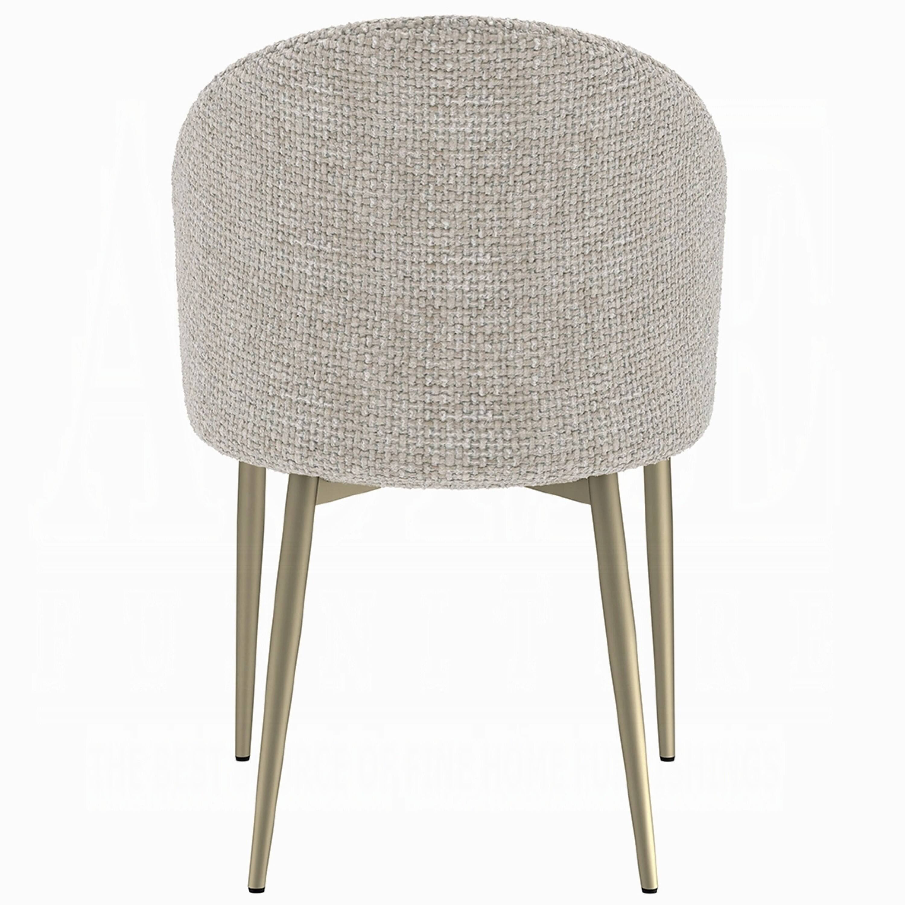 Alt View 2. Manhattan Lane - Geru Dining Side Chair Set of 2, Plush Padded Curved Back - Light Gray, Gold.