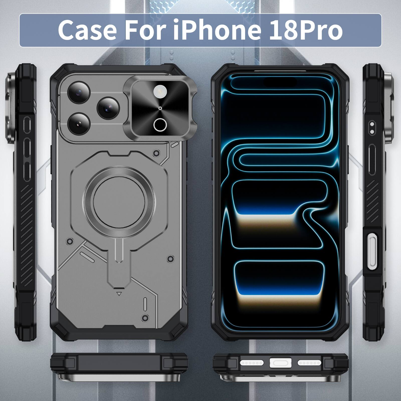 Dteck Shockproof Magnetic Hybrid Protective Case for Apple iPhone 18 ...