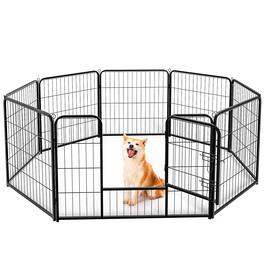 AENKYO - 32" Dog Playpen 8 Panel Metal Exercise Pen with Door for Outdoor, Garden, Yard