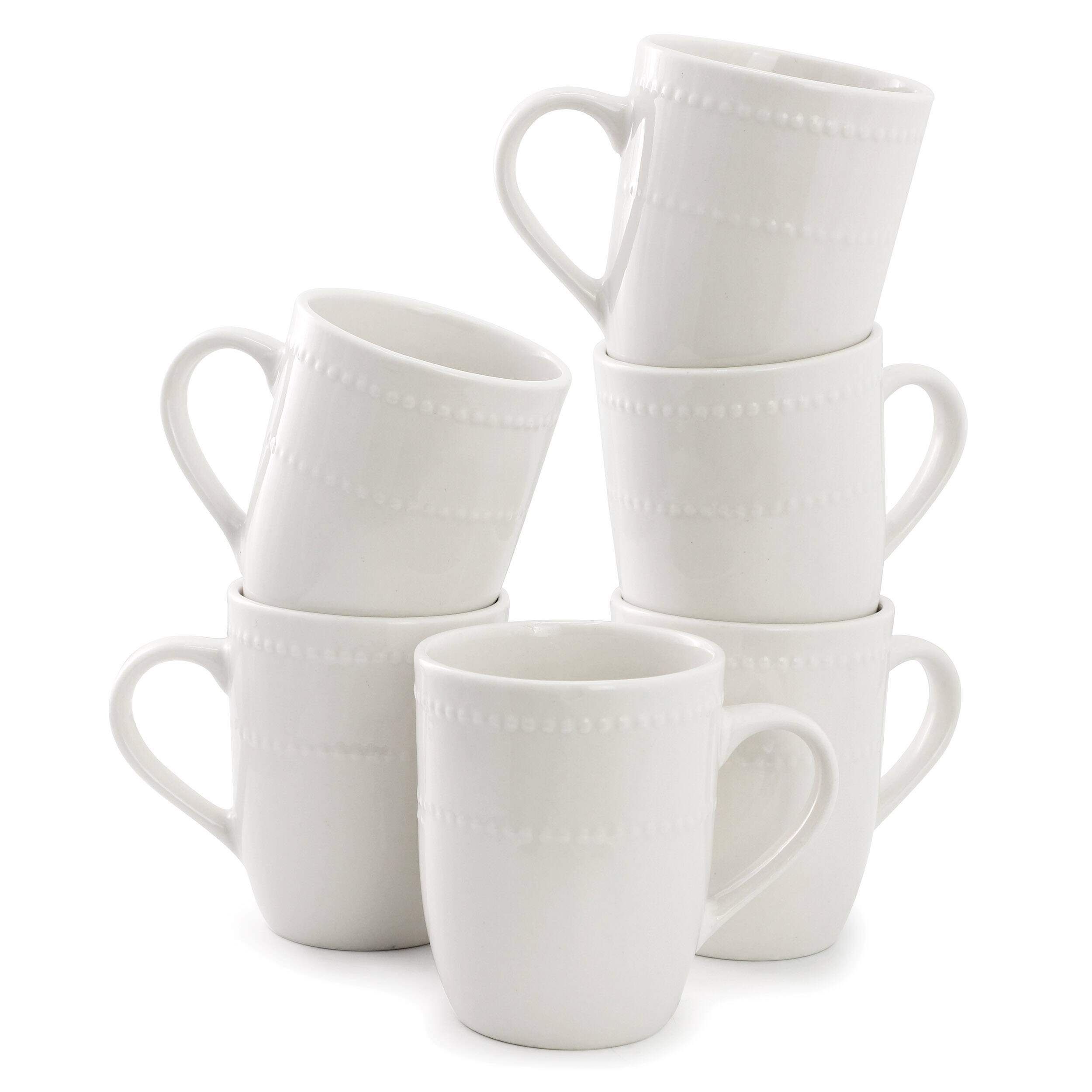 Angle. Elama - Elama Olevia 6 Piece Stoneware 12 Ounce Mug Set in White, Service for 6 - White.