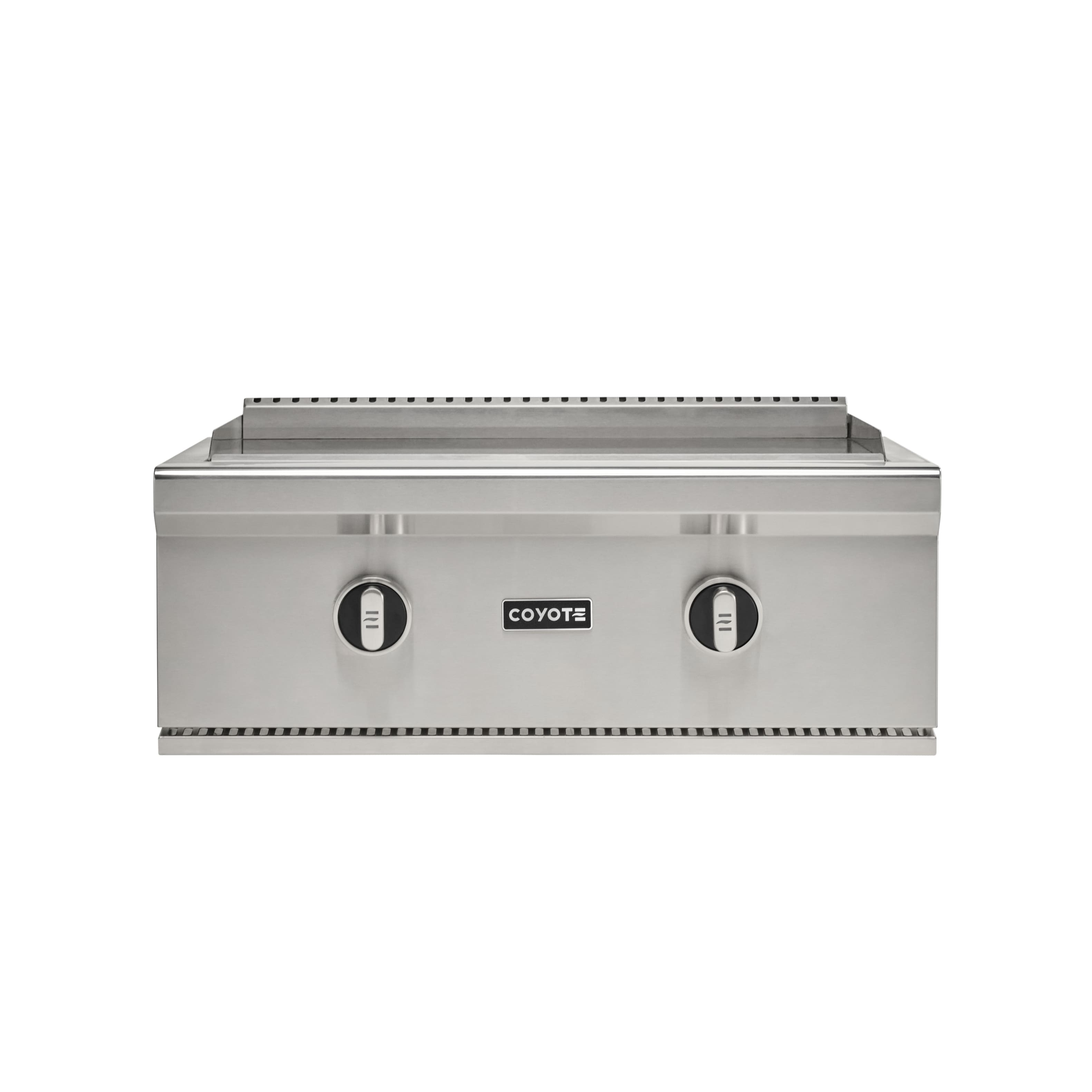30" Coyote Outdoor Living Flat Top Grill Built-in Liquid Propane Gas (LP) - Stainless Steel - Front_Zoom