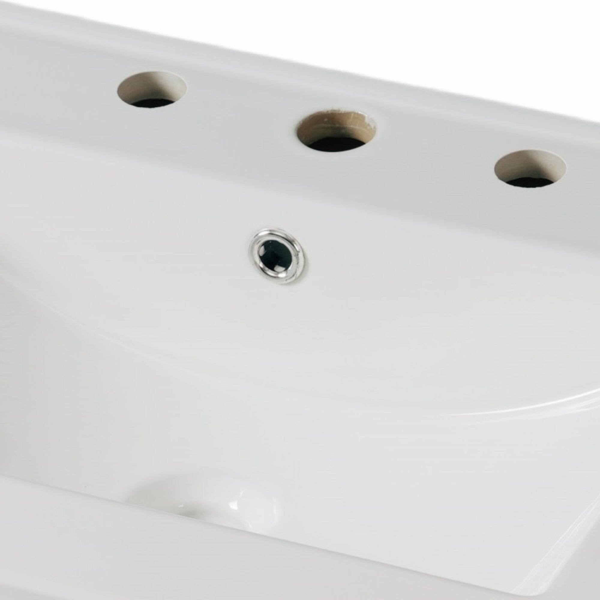 Alt View 7. Boyel Living - 30 Inch Modern Bathroom Vanity with Ceramic Sink Tempered Glass and Black Handles Rubber Wood Frame White - White.