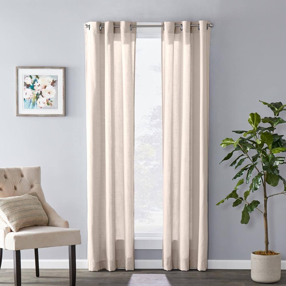 SKL Home - Saturday Knight Ltd Raine Light Filtering Sophisticated SunSafe Window Curtain Panel - 40" x 95" - Linen