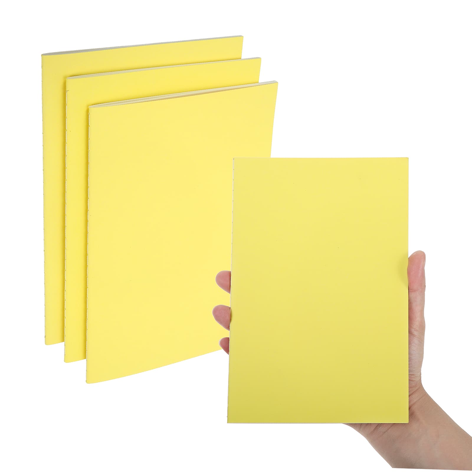 Unique Bargains - 3pcs A5 Notebook, Pocket Unlined Memo Notepads Blank Sketchbook 8.3x5.5 Inch 30 Sheets for Office Travel - Yellow