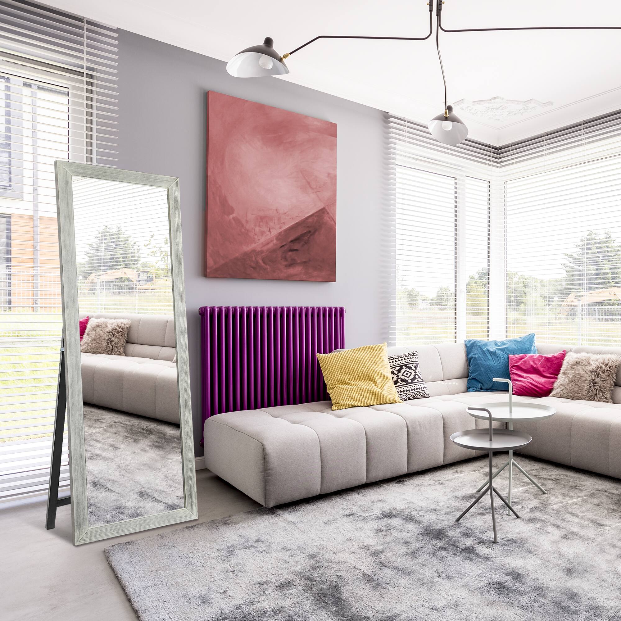 Alt View 6. PexFix - 65"x22" Full Length Mirror Floor Mirror with Stand Wall-Mounted Mirror Explosion-Proof HD Mirror with Rustic Wood Frame - White.