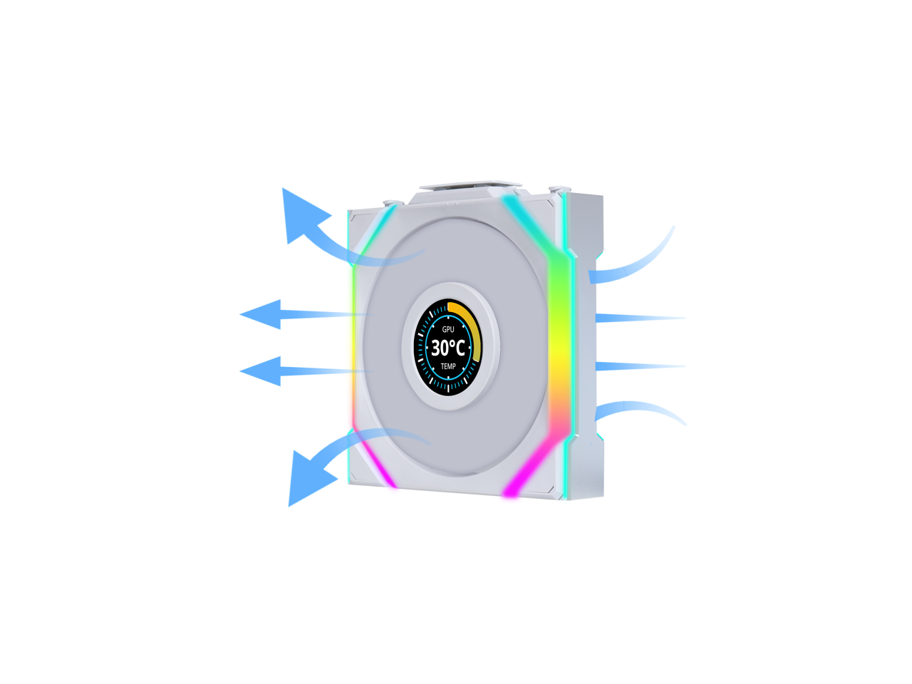 Lian Li - UNI Fan SL LCD Wireless 120mm ARGB - Reverse Blade - 1.6" LCD - 2.4 GHz Control - (12RSLLCD1W1W) - White