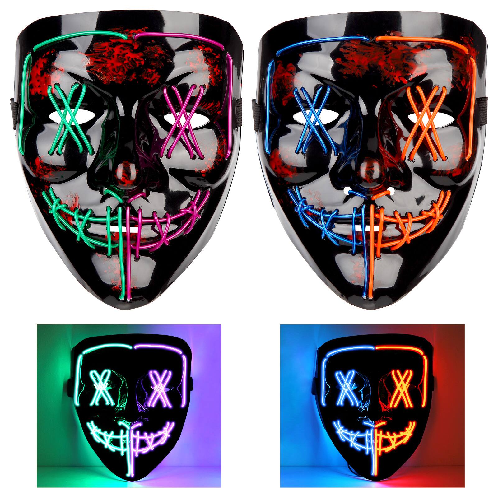 Front. Acekool - 2PACK Halloween Led Mask Light Up Scary Mask Purge Mask.