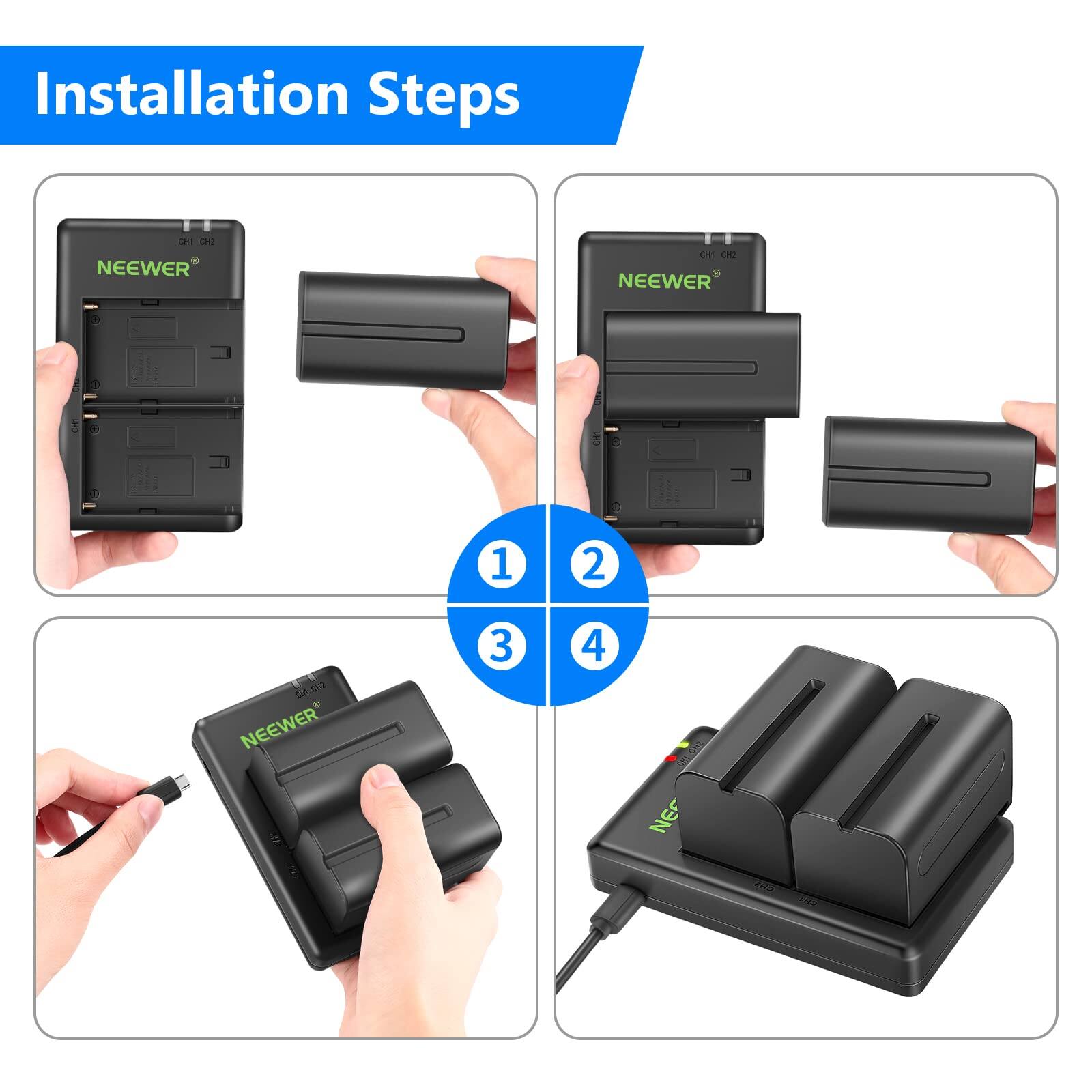 Installation Steps

1. Insert the battery into the charger.
2. Close the battery compartment.
3. Connect the charger to a power source.
4. The charger will indicate the charging status.