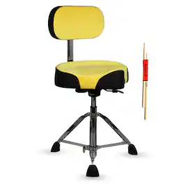 5 CORE - Drum Throne w Backrest 4" Padded Stool Airlift 25" Adjustable Drummer Stool 441Lb Capacity - Yellow