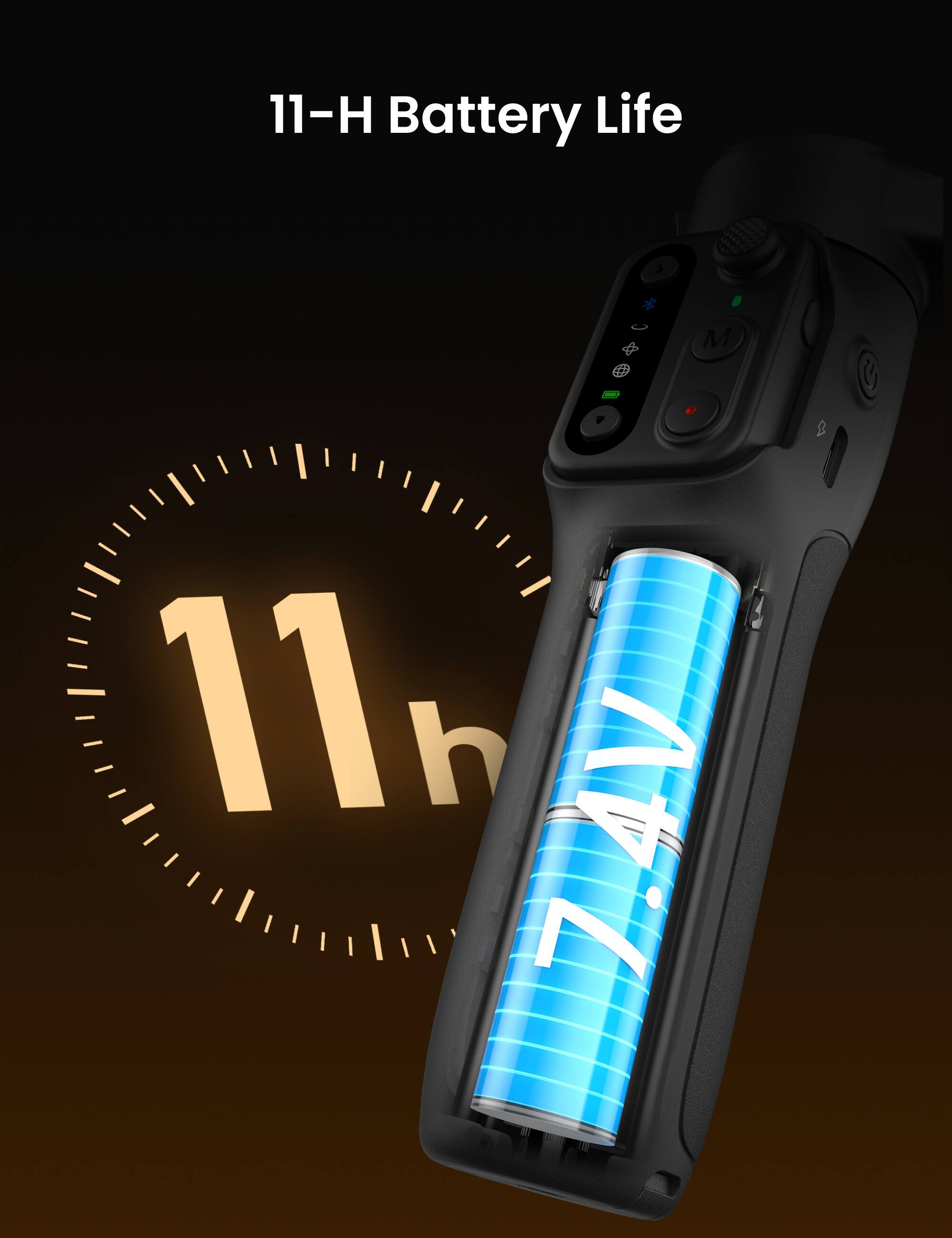 11-H Battery Life  
11h  
7.4V