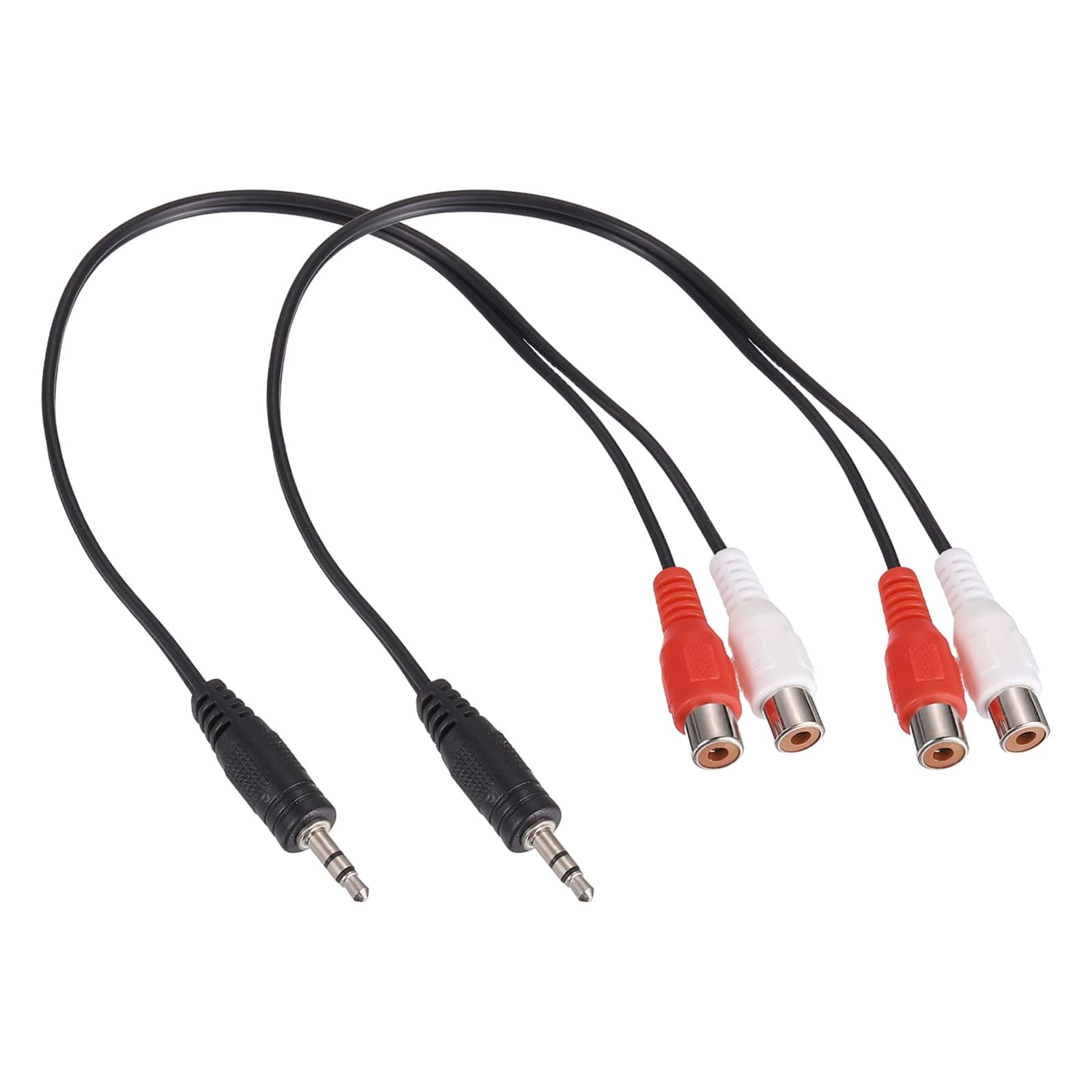 Unique Bargains - 2pcs TRS3.5mm M to RCA F Cable (R+W), 2mm PVC Copper Core Audio AUX Cable for TV/Amp/Speaker/Mobile - Black