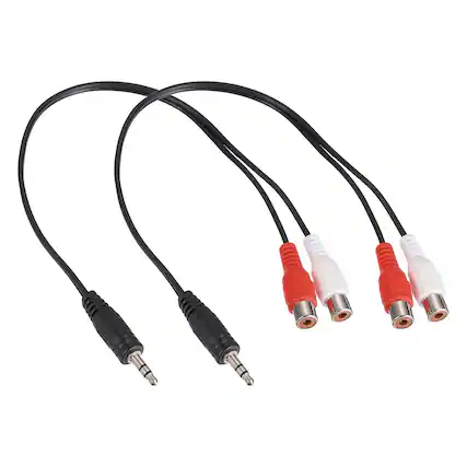 Front. Unique Bargains - 2pcs TRS3.5mm M to RCA F Cable (R+W), 2mm PVC Copper Core Audio AUX Cable for TV/Amp/Speaker/Mobile - Black.