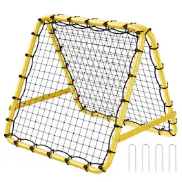 VEVOR - Soccer Rebounder Rebound Net, 40"x35"x37" Portable Football Training Gifts, Fully Adjustable Angles Goal Net - Yellow + black