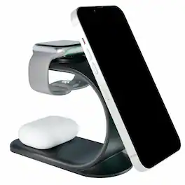 Chargeworx - 3 in 1 Magsafe Wireless Desk Stand for Apple Devices - Black