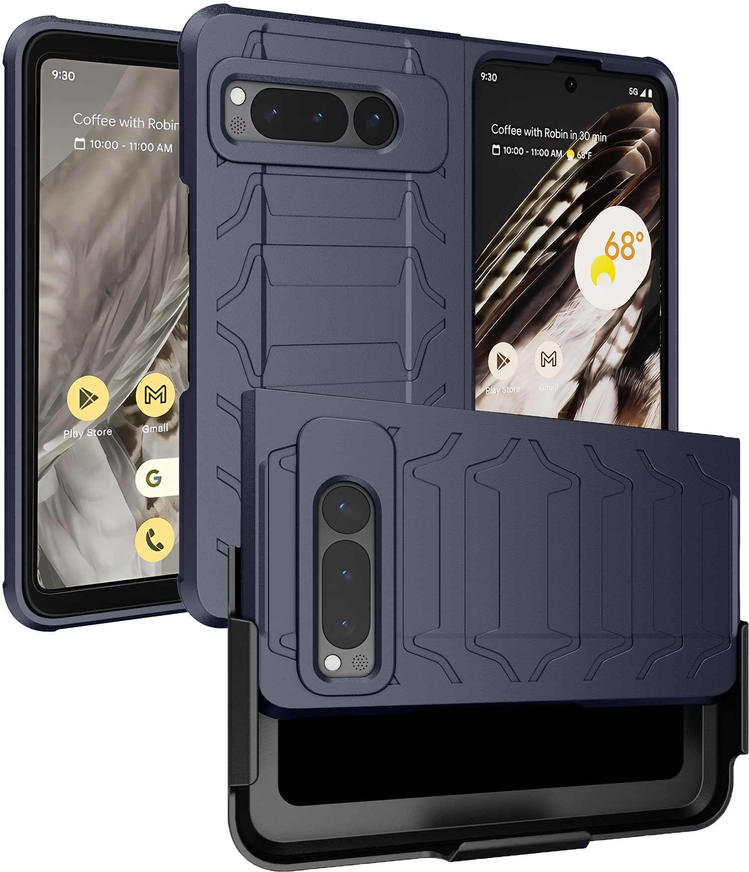 Nakedcellphone - Combo for Google Pixel Fold (2023) - Special Ops Case and Belt Clip Holster with Stand - Navy Blue price history on PriceWatchPro