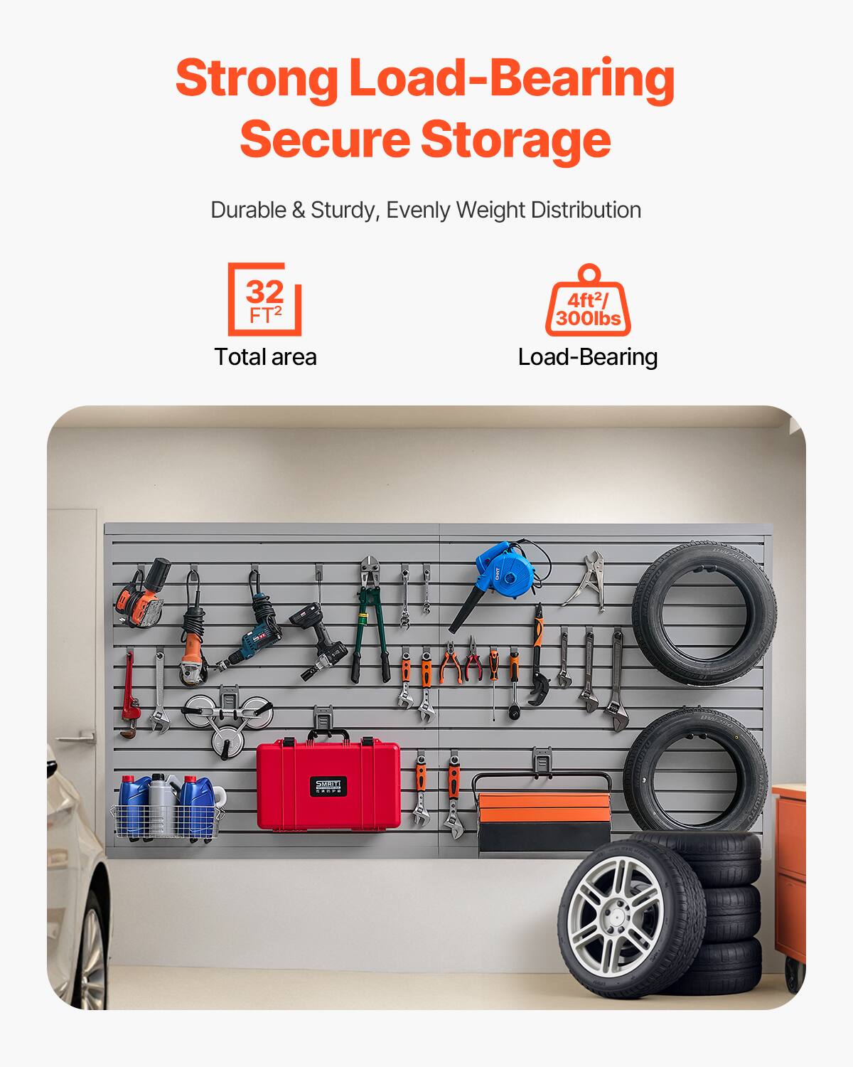 Strong Load-Bearing Secure Storage

Durable & Sturdy, Evenly Weight Distribution

32 FT² Total area

4ft²/300lbs Load-Bearing