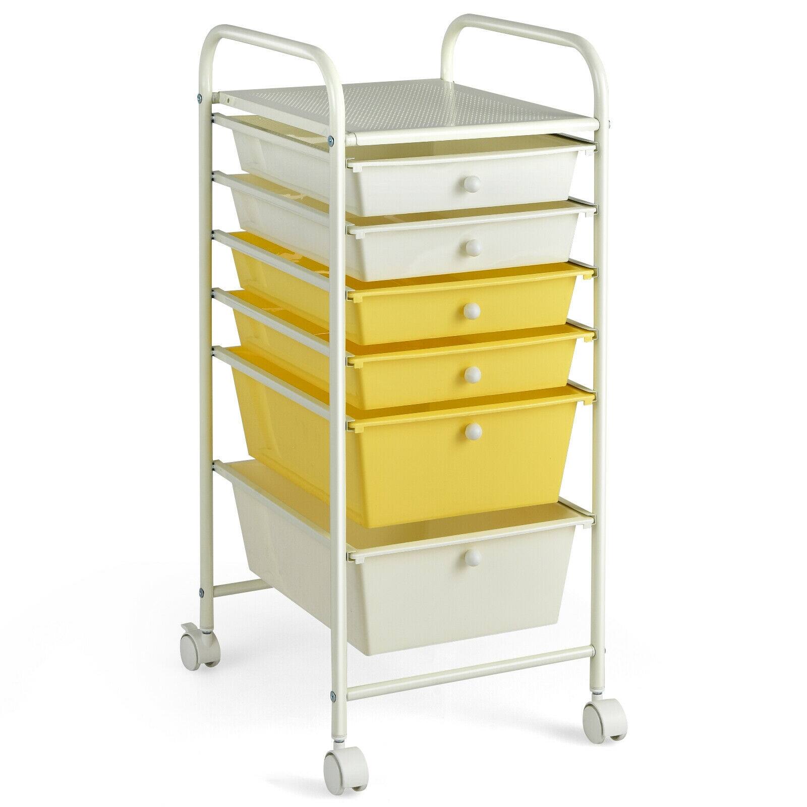 Sugift - 6 Drawers Rolling Storage Cart Organizer - Yellow