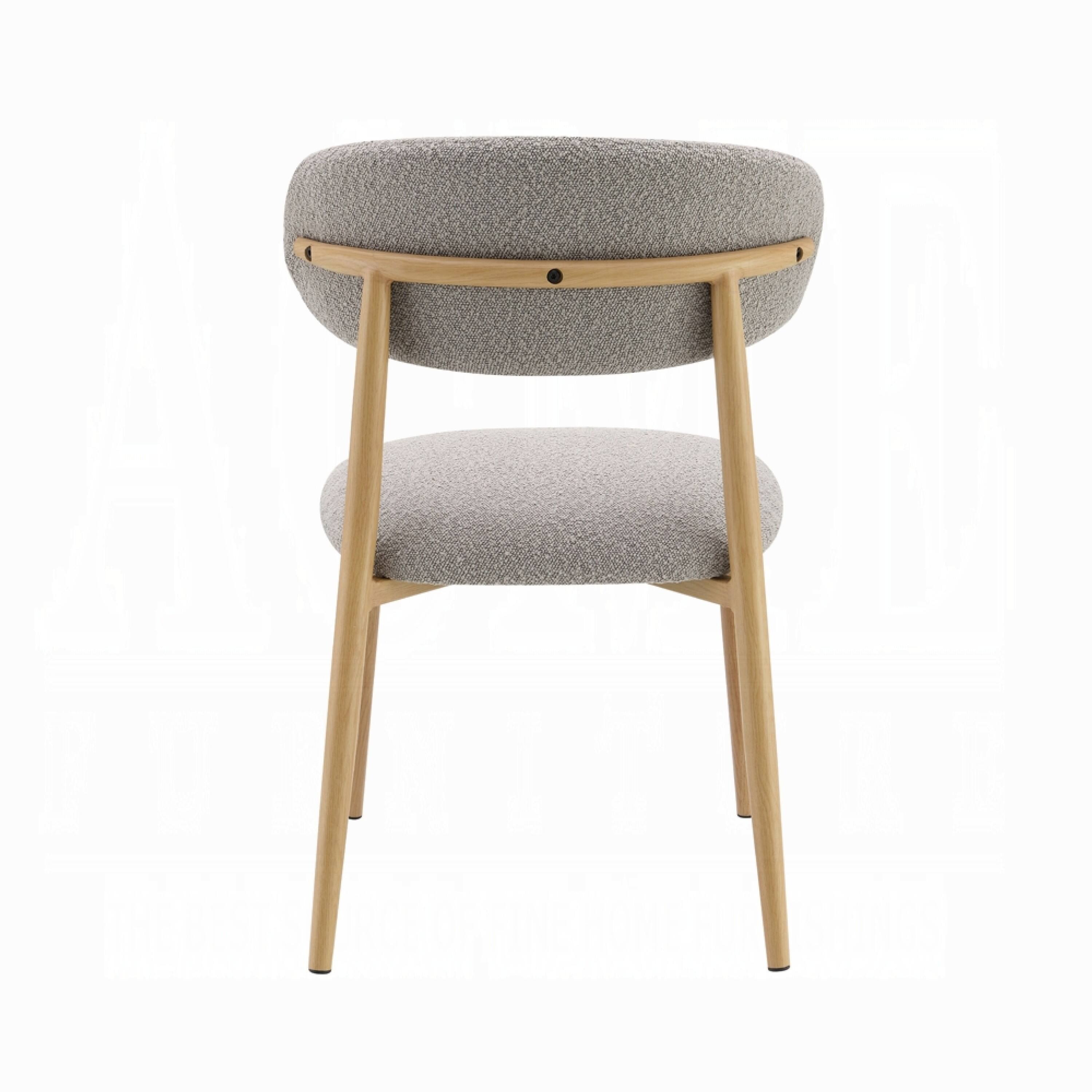 Alt View 3. Manhattan Lane - Kacie Side Dining Chair Set of 2, Gray Boucle, Natural Brown Wood - Gray, Natural Brown.