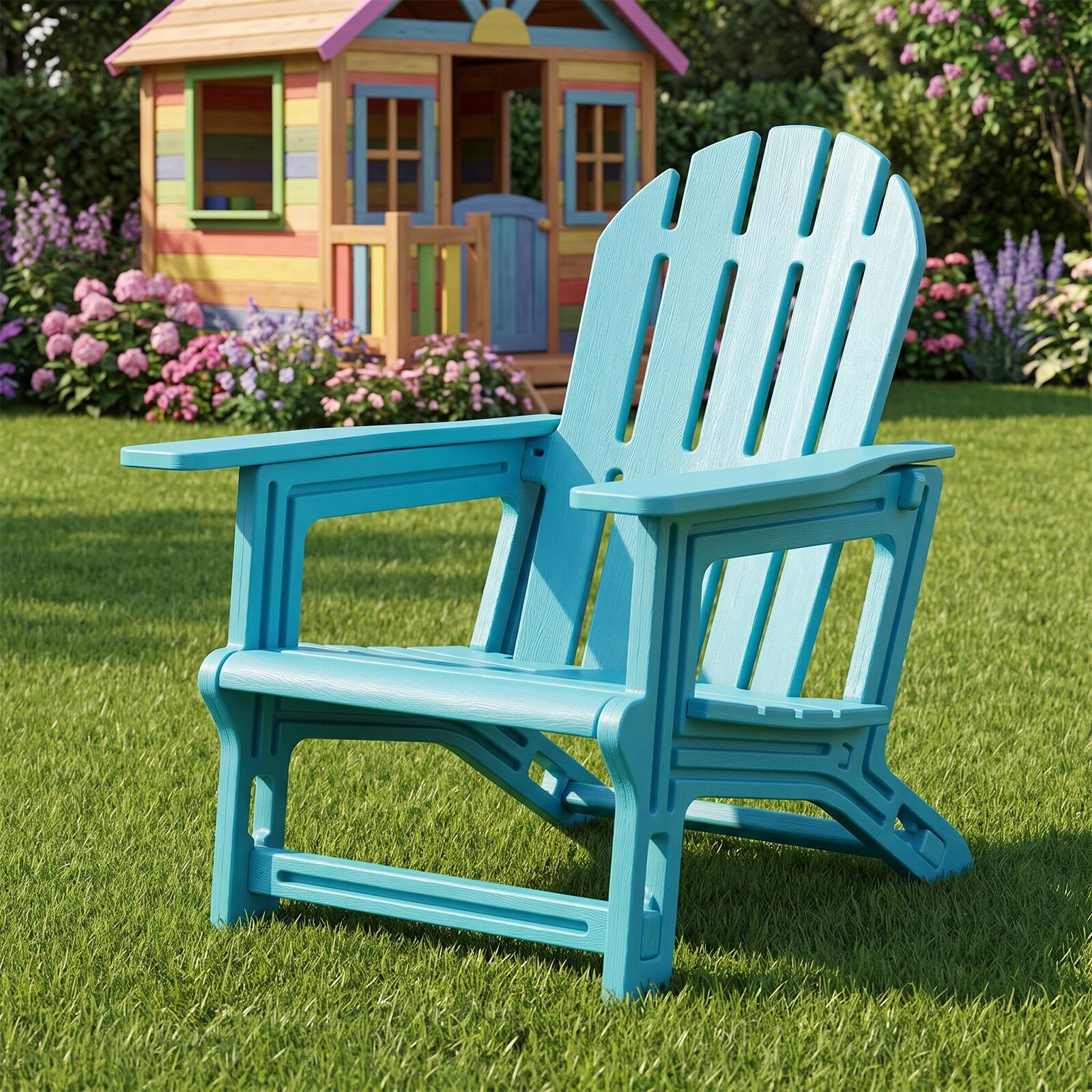 Alt View 1. Costway - Costway 4 PCS Adirondack Chair in HDPE with Ergonomic Design, Suitable for Porch, Deck - Turquoise.