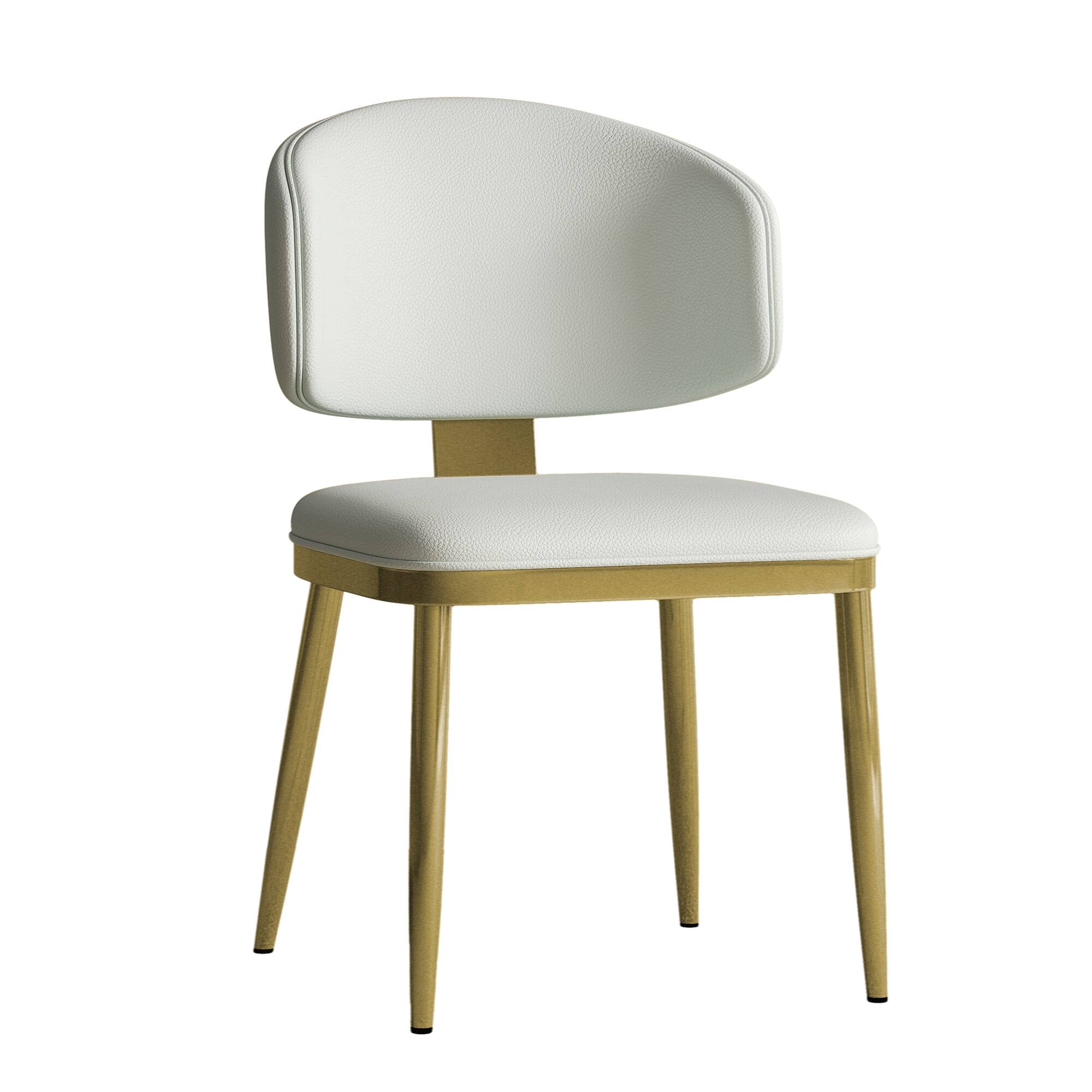 Alt View 4. GOODSILO - Modern Dining Chair, PU Leather Upholstered with Metal Frame for Kitchen and Dining Room, Set of 2 - White.