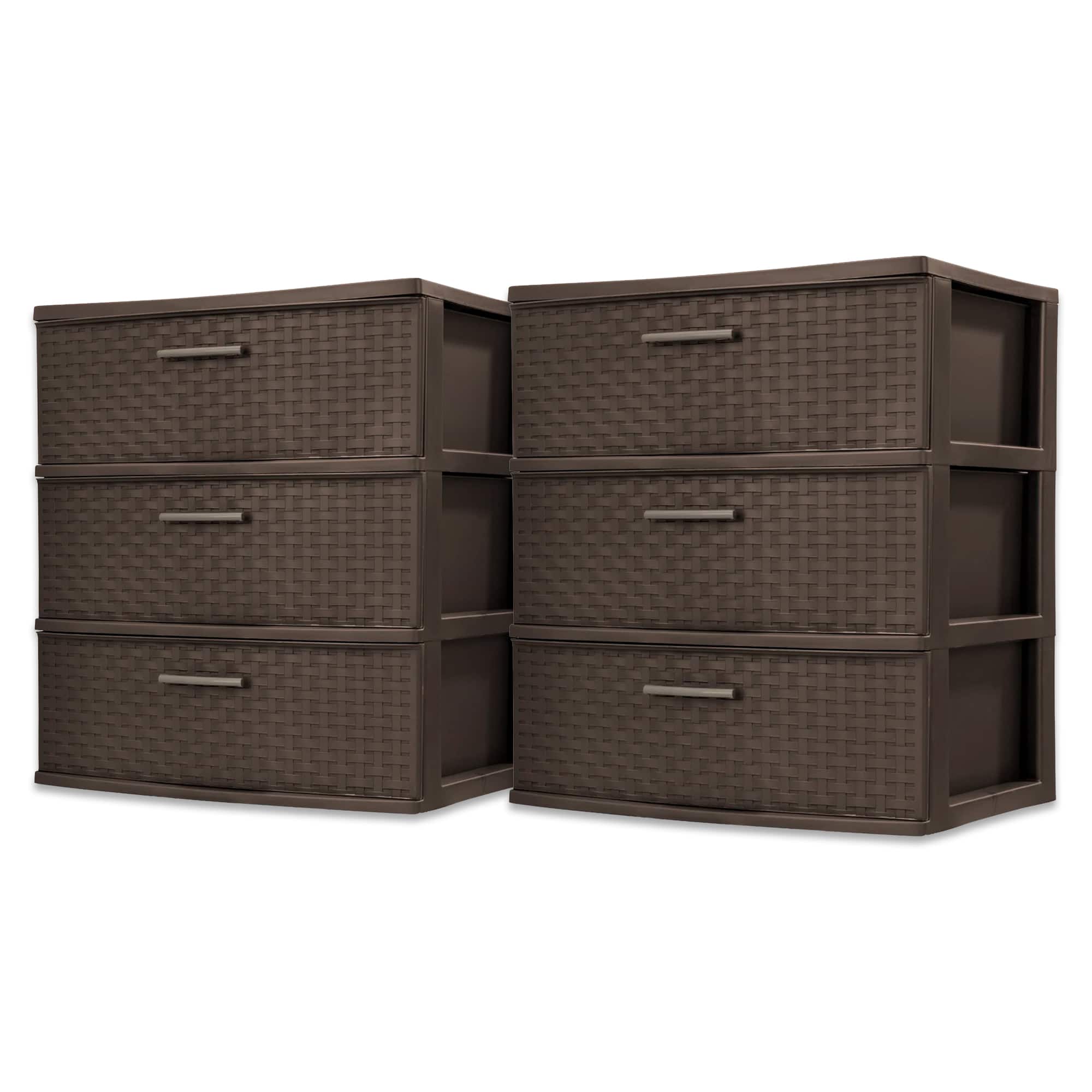 Sterilite - 3 Drawer Wide Storage Tower, Weave Home Organizer, Espresso, 2 Pack price history on PriceWatchPro