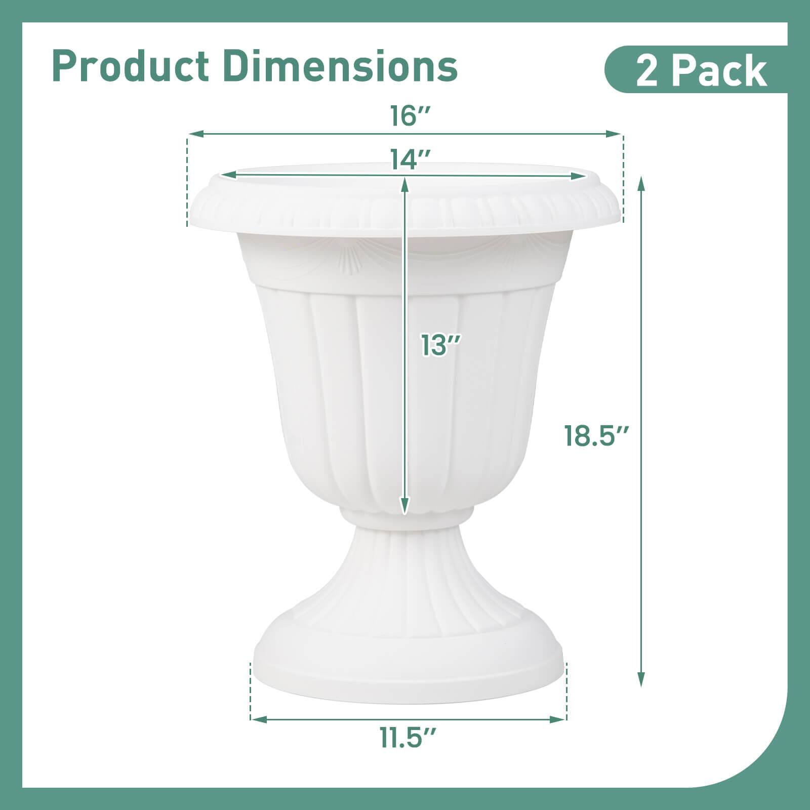 Product Dimensions  
16" x 14" x 13" x 18.5" x 11.5"  
2 Pack