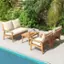 Alt View 3. Costway - 4 PCS Acacia Wood Patio Furniture Set with Soft Cushions and Coffee Table - Off White,Natural.