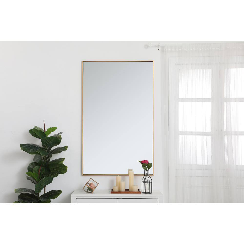 Front. Elegant Decor - Metal frame rectangle mirror 30 inch in Brass - Brass.