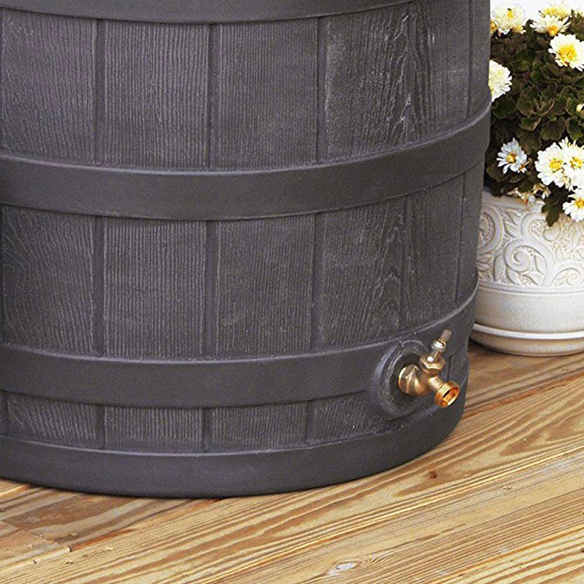 Alt View 4. Good Ideas - Good Ideas RW50 Rain Wizard 50 Gallon Plastic Rain Barrel Water Collector, Oak - Oak.