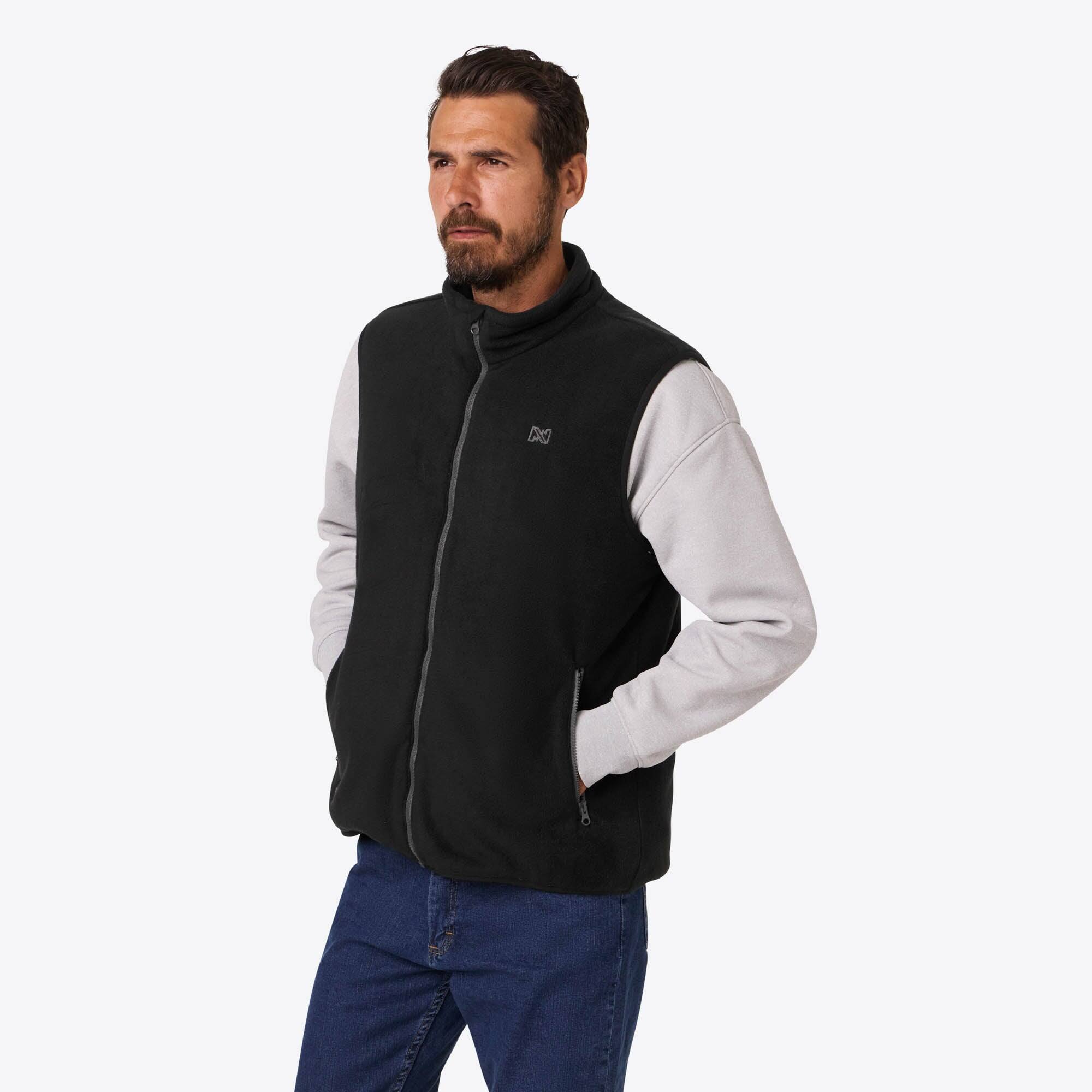 Front. Mobile Warming - Men's Trek 2.0 Heated Fleece Vest - Black.