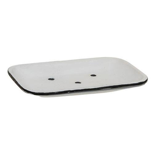 Front. BreeBe - White Enamel Flat Soap Dish - White.