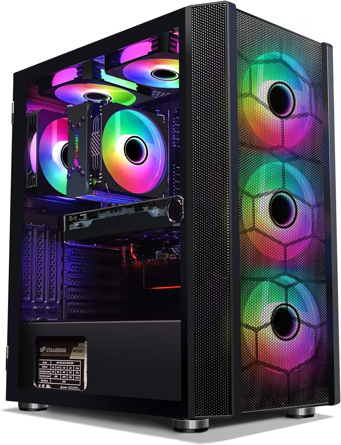 STGAubron - Gaming Desktop PC , Intel Core i3-10100F up to 4.3Ghz, GeForce RTX 2060 6G, 16GB DDR4, 1TB SSD, WiFi, Win11H - Black