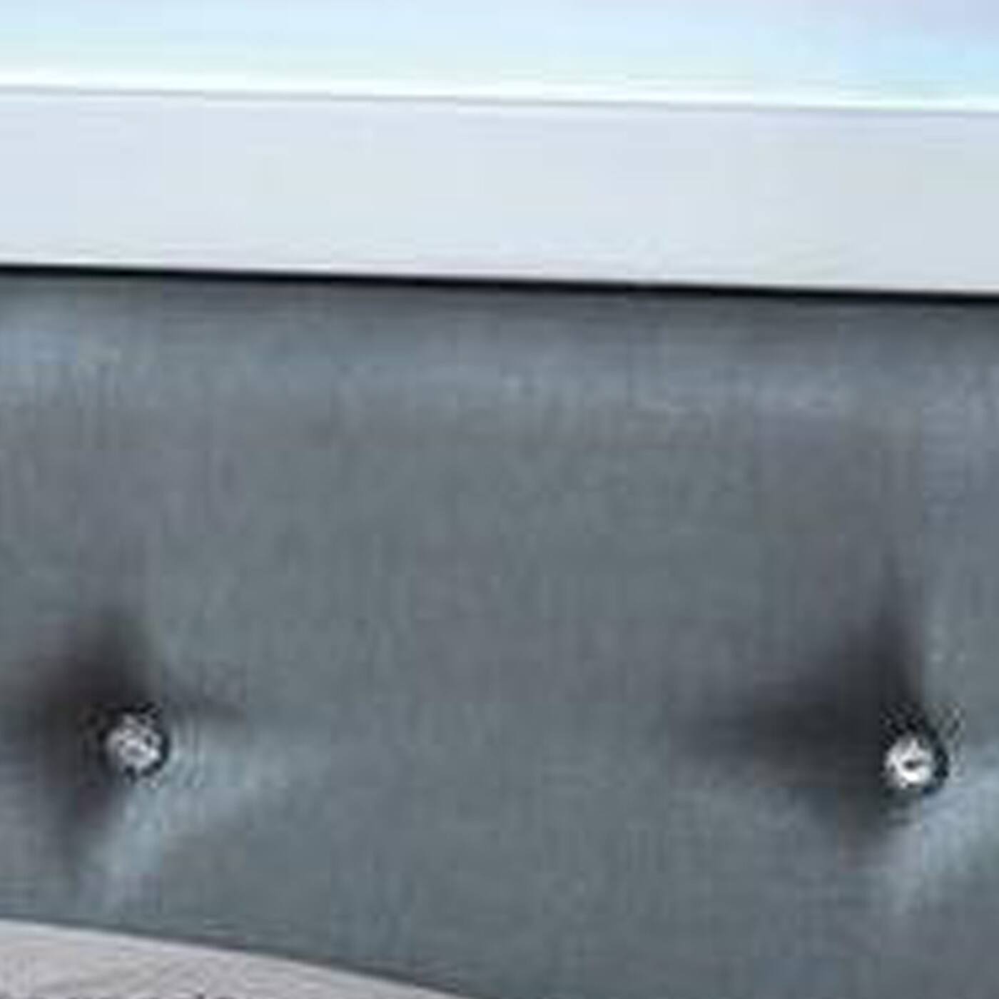 Alt View 2. Manhattan Lane - Wooden Queen Bed with Leatherette Headboard and LED trims, White and Black - White and Black.