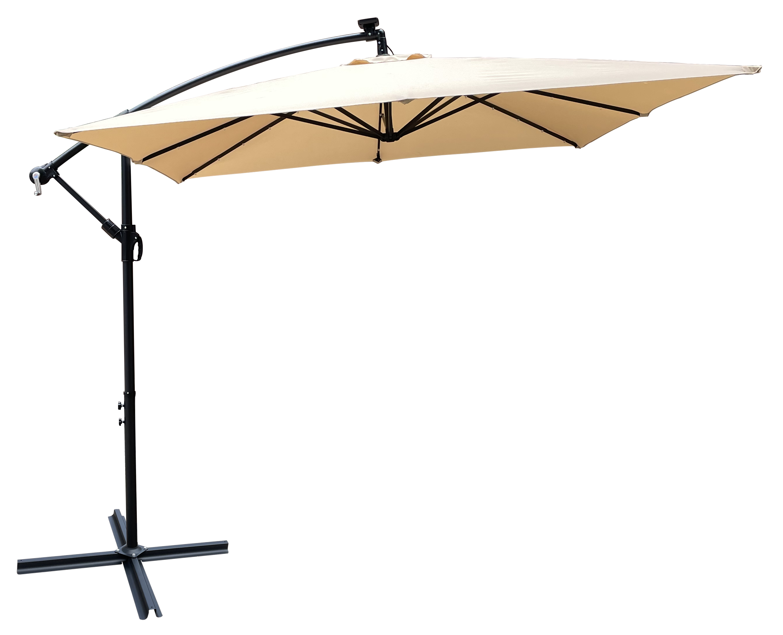 Alt View 1. Loheer - Loheer 8ft Square Solar Lighted Patio Umbrella with 32 LED Lights Crank Lift and Cross Base for Backyard Pool Shade.