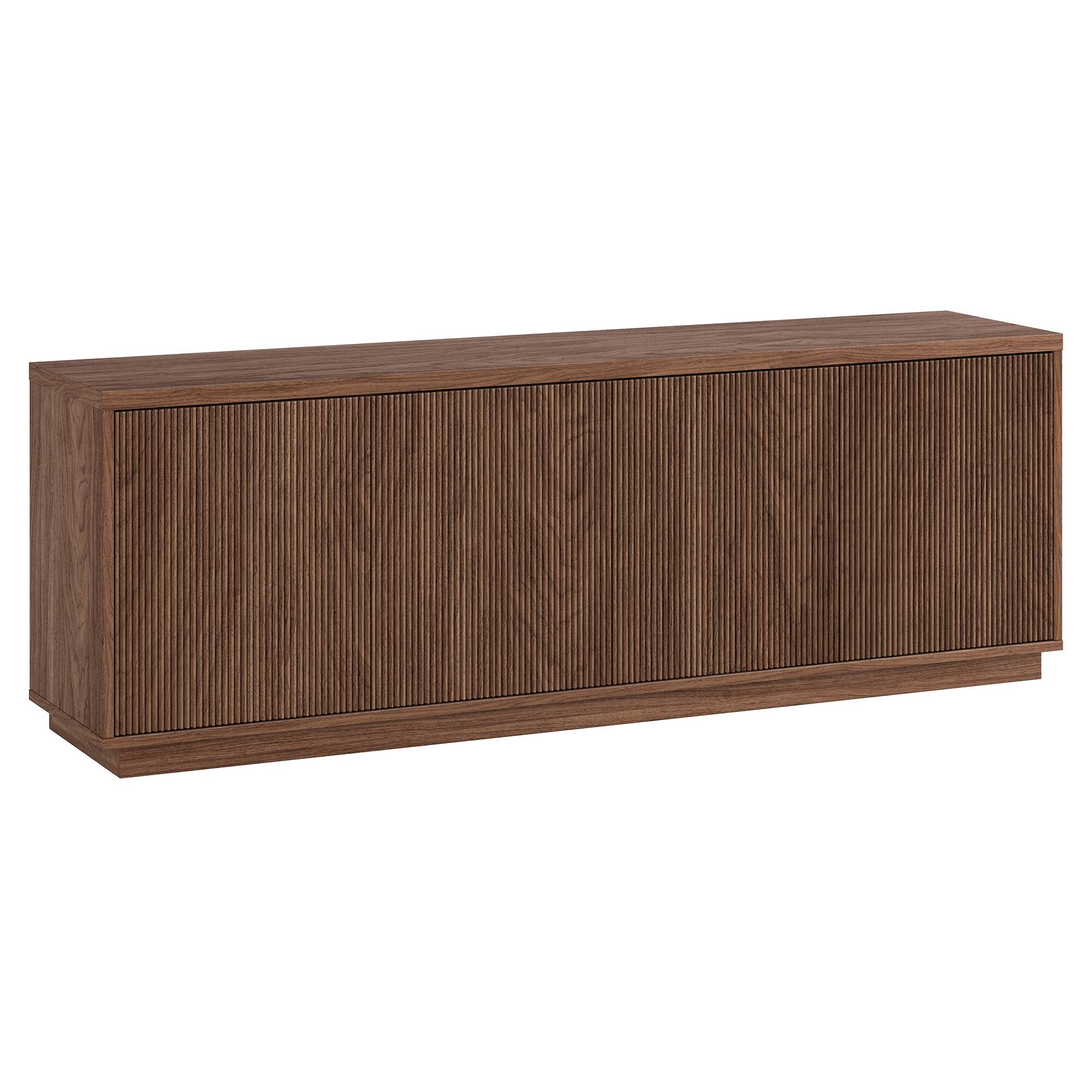 Front. Hudson&Canal - Hanson Rectangular Fluted TV Stand for TV's up to 75" in Satin Walnut - Satin Walnut.