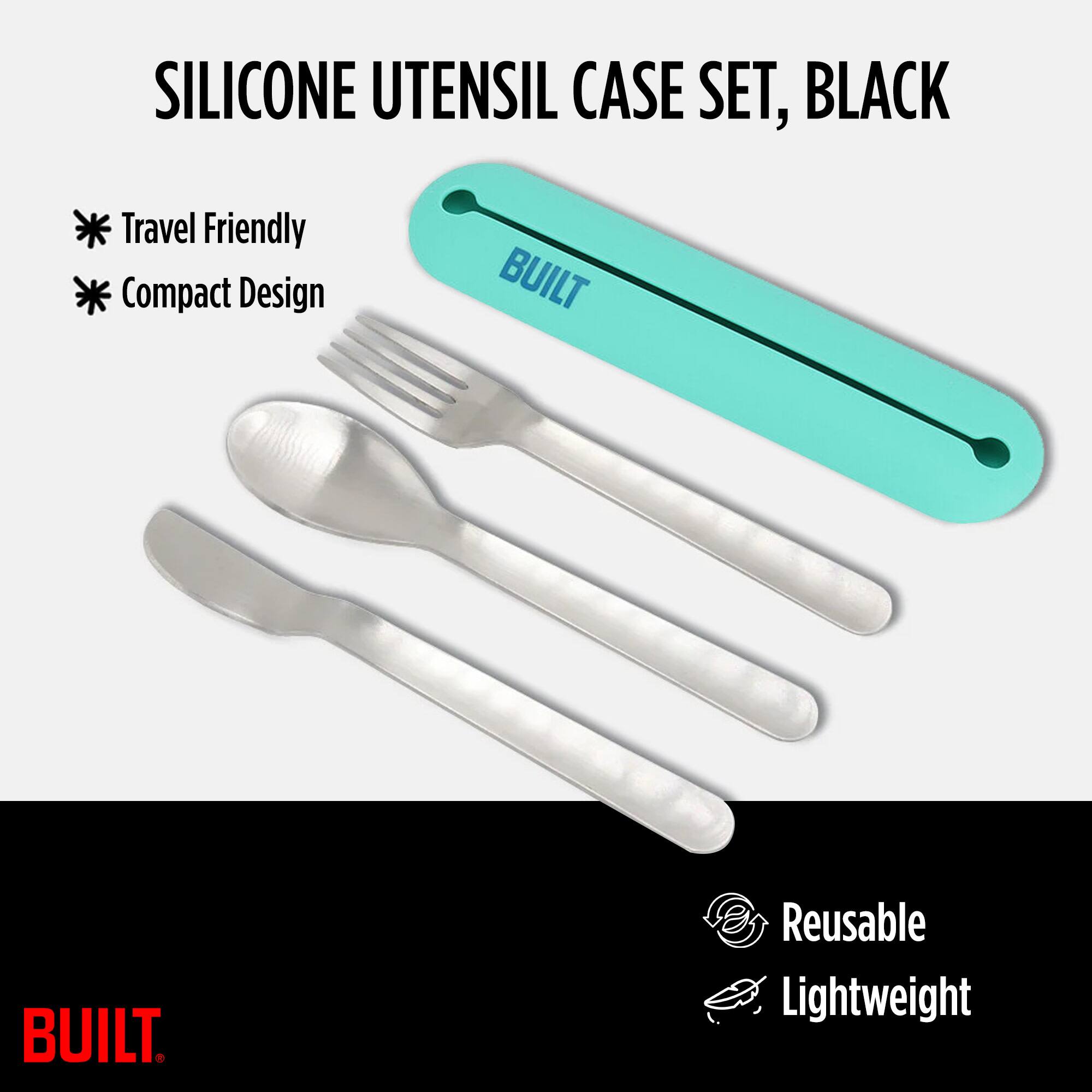 SILICONE UTENSIL CASE SET, BLACK

- Travel Friendly
- Compact Design

Reusable
Lightweight