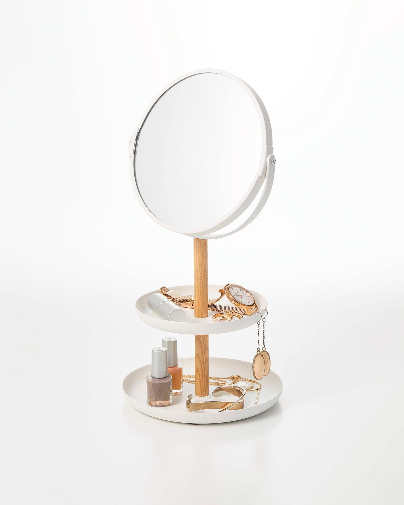 Yamazaki Home - Two-Tier Jewelry Tray With Mirror - Steel + Wood - White price history on PriceWatchPro
