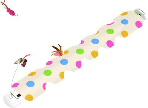 Front. PawsPik - PawsPik Feather Mat Butterfly Spinner Electronic Hide & Seek Cat Toy, White - Yellow.