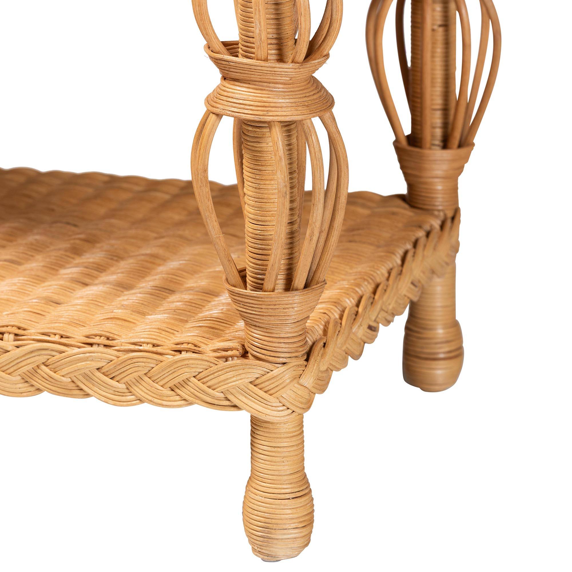 Alt View 1. bali & pari - Dolby Natural Rattan Console Table - Handwoven Wicker Accent Table with Openwork Design and Lower Shelf - Light Honey.