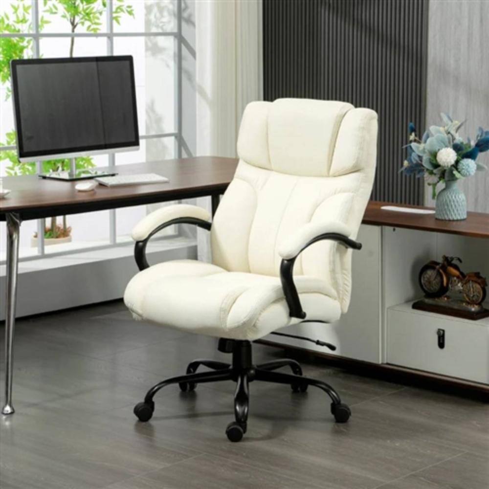 Angle. Hivvago - Cream White Big/Tall Adjustable Height Office Chair - 500 lbs. Weight Capacity - Cream White.