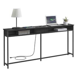 Songmics Home - 70.9-Inch Console Table with Charging Station and Outlet Charcoal and Ink Black - Gray