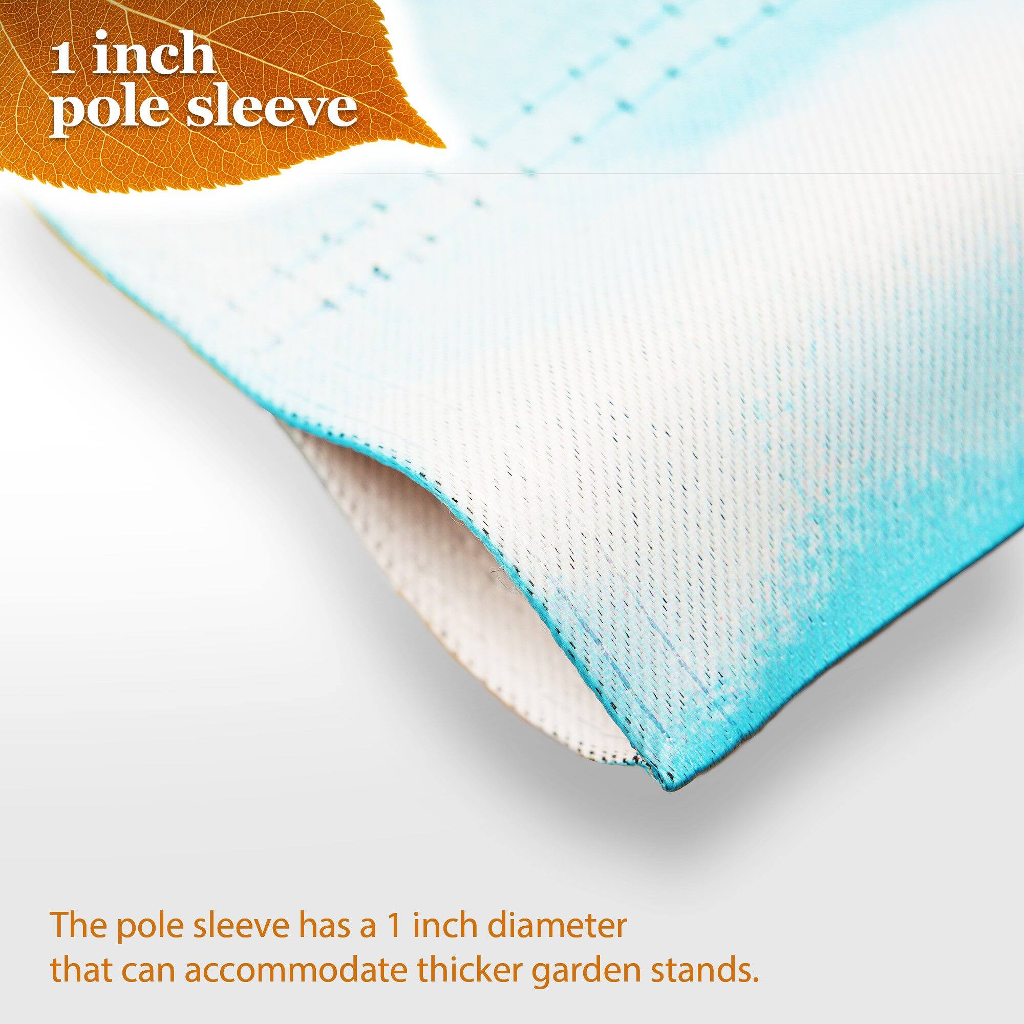 1 inch pole sleeve

The pole sleeve has a 1 inch diameter that can accommodate thicker garden stands.