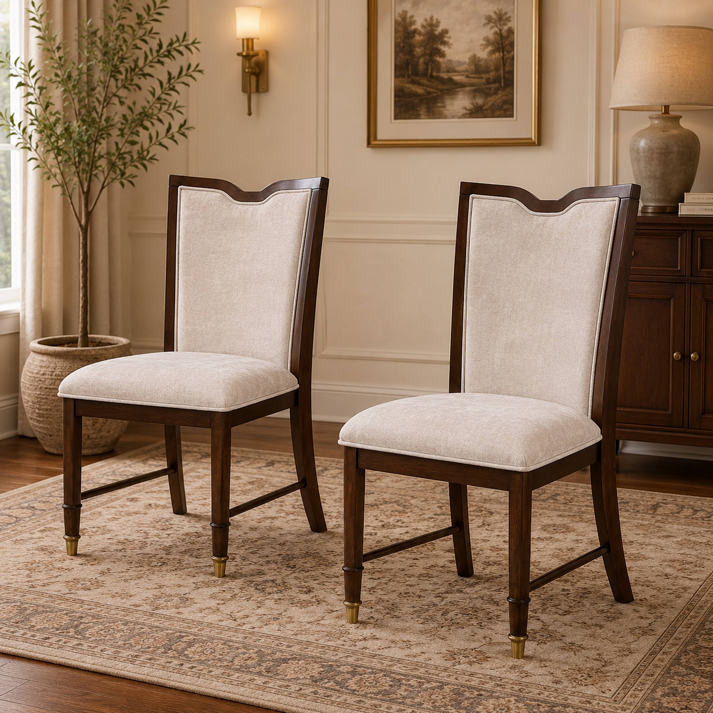 Manhattan Lane Raam Dining Side Chair Set of 2, Cushions Dark Cherry ...