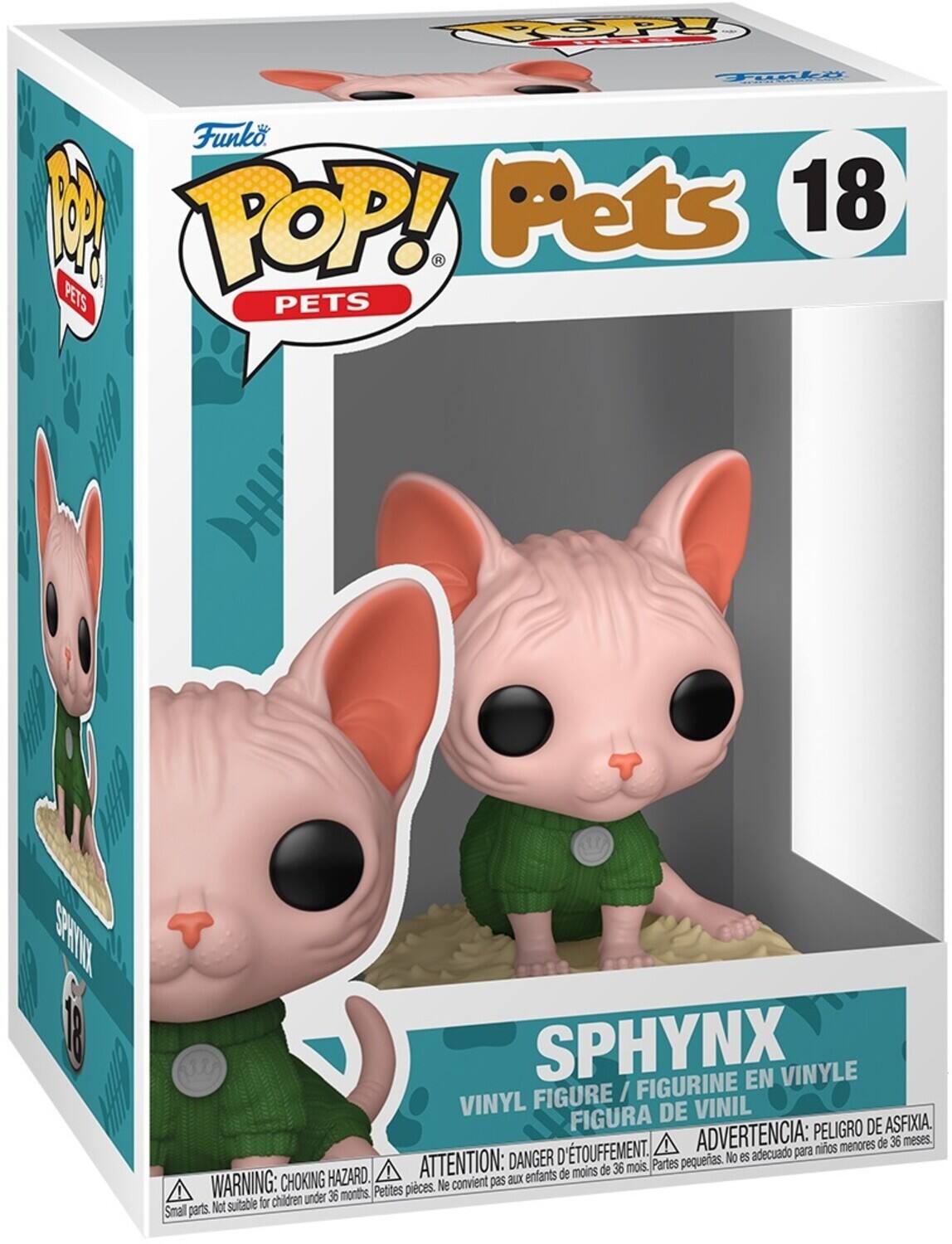 TOY - Funko POP! Pets 18 - SPHYNX FIGURINE EN VINYLE / VINYL FIGURE / FIGURA DE VINIL - PELIGRO DE ASFIXIA. ADVERTENCIA: para niños menores de 36 meses. DANGER: CHOKING HAZARD. ATTENTION: aux enfants de moins de 36 mois. Small parts. Not suitable for children under 36 months.